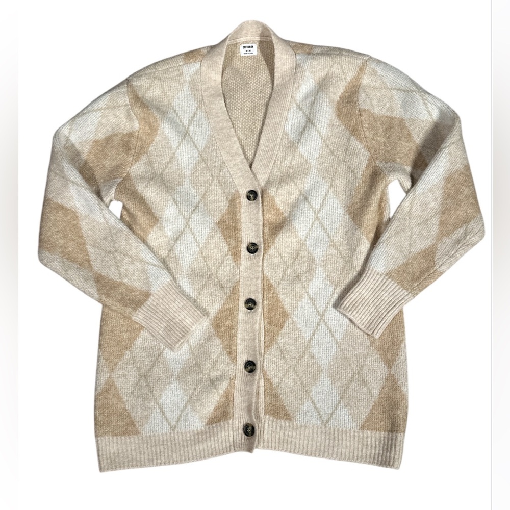 Cotton On Oversized Argyle Preppy Grandpa Style Sweater. Medium. 44” Bust 28” L